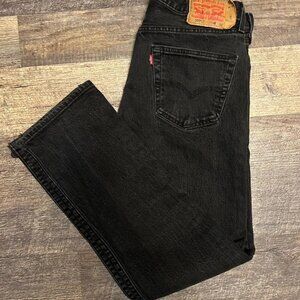 Levi’s 501 Men’s Jeans Black 35x32 Button Fly Straight Fit Distressed
